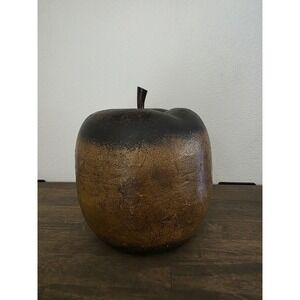 BIG Statement Piece Ceramic Apple Decorative Fruit Antique Brown Black Look